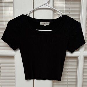 Black Ribbed Crop Top
